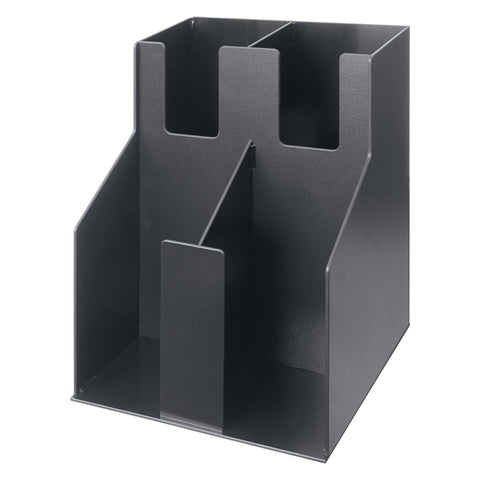 Winco CLO-2D Cup and Lid Organizer, 4-Compartment, Black ABS Plastic