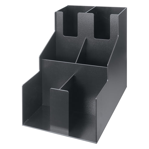 Winco CLSO-2T Cup and Lid Organizer, 3-Tier 6-Compartment, Black ABS Plastic