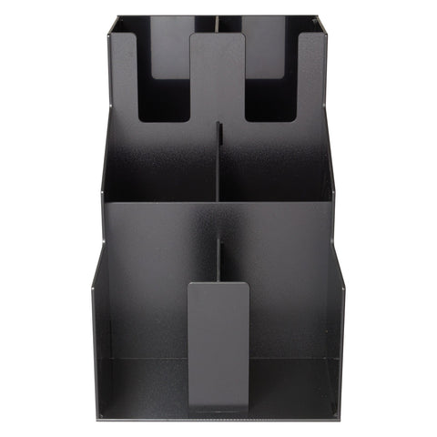 Winco CLSO-2T Cup and Lid Organizer, 3-Tier 6-Compartment, Black ABS Plastic