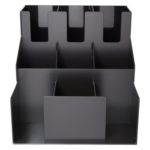 Winco CLSO-3T Cup and Lid Organizer, 3-Tier 9-Compartment Black ABS Plastic