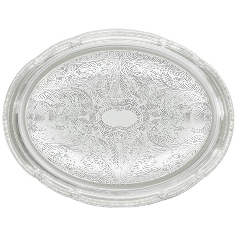 Winco CMT-1014 Chrome-Plated Oval Serving Tray, 14-3/4 x 10-1/2