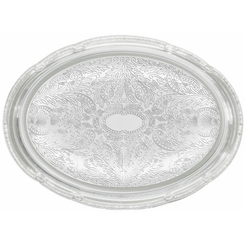 Winco CMT-1318 Oval Chrome-Plated Serving Tray with Gadroon Edge, 18-3/4" x 13"