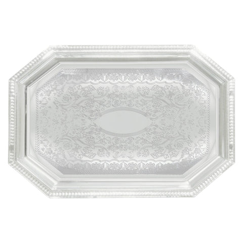 Winco CMT-1420 Octagonal Chrome-Plated Serving Tray, 20" x 14"