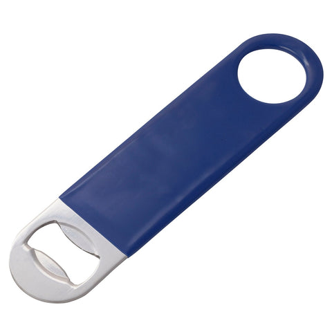 Winco CO-301PB 7" Blue PVC-Coated Stainless Steel Flat Bottle Opener