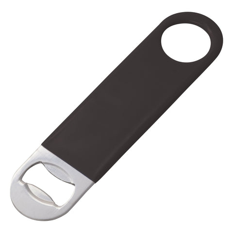 Winco CO-301PK Stainless Steel Flat Bottle Opener with Black PVC Coating