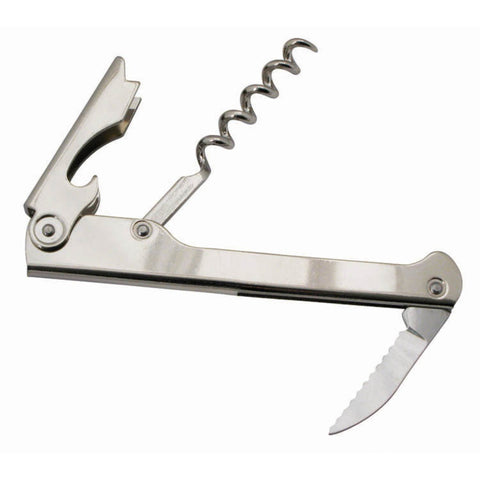 Winco CO-711 Economy Waiter's Corkscrew with Foil Cutter and Bottle Cap Opener, Stainless Steel