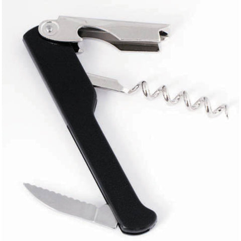 Winco CO-712 Economy Waiter's Corkscrew with Foil Cutter and Bottle Cap Opener, Black