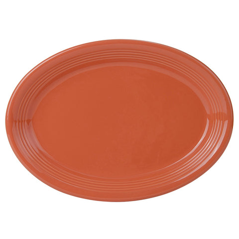Tuxton China CPH-1352 Concentrix Papaya Oval Coupe China Platter, 13-1/2" x 9-3/4"