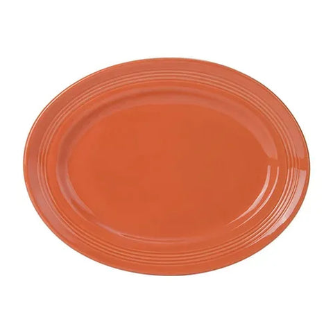 Tuxton China CPH-136 Oval Wide Rim Ceramic Platter, 13-3/4" x 10-1/2"