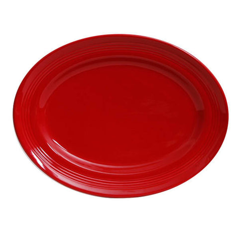 Tuxton China CQH-136 Concentrix Cayenne 13.75" x 10.5" Oval Platter