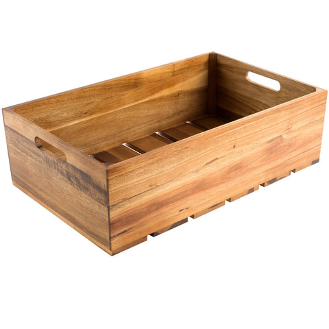 TableCraft Products CRATE116 Acacia Wood Full Size Gastronorm Display Crate