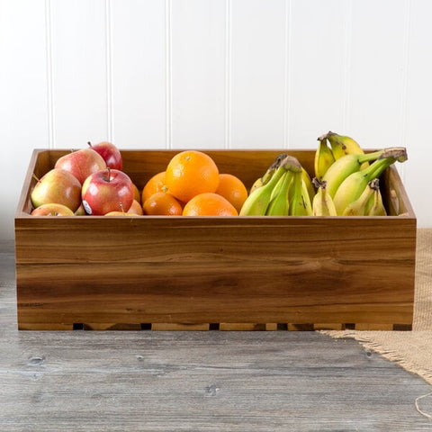 TableCraft CRATE116 Full-Size Gastronorm Acacia Wood Serving and Display Crate, 21" x 13" x 6-1/4"