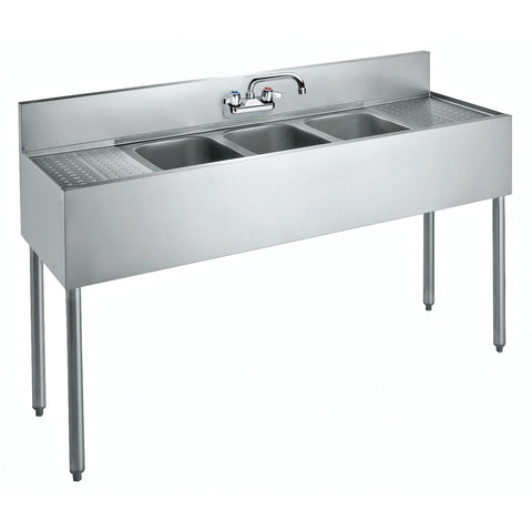 Krowne CS-1872 72" 3-Compartment Convenience Store Sink with Dual 18" Drainboards
