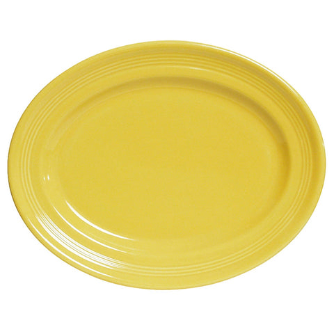 Tuxton China CSH-096 9 3/4" x 6 1/2" Concentrix Oval Saffron China Platter