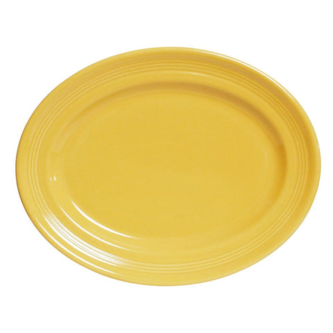 Tuxton China CSH-1352 13-1/2" x 9-3/4" Oval Concentrix Saffron Platter