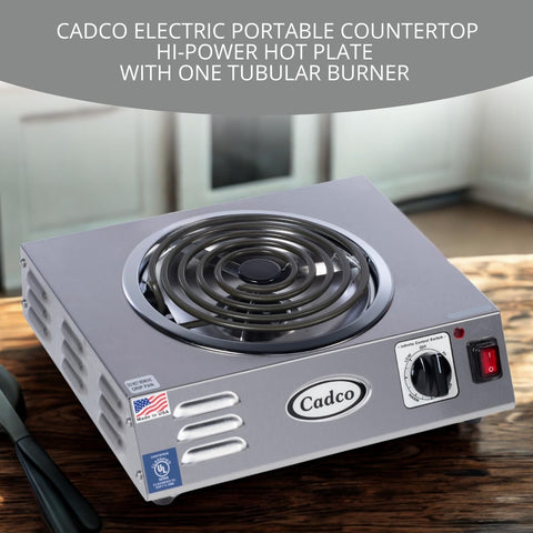 Cadco CSR-3T Electric Countertop Hot Plate, 120V (Single Tubular Element)