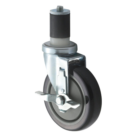 Winco CT-1B 5" Stem Caster Set with Brake for Work Tables