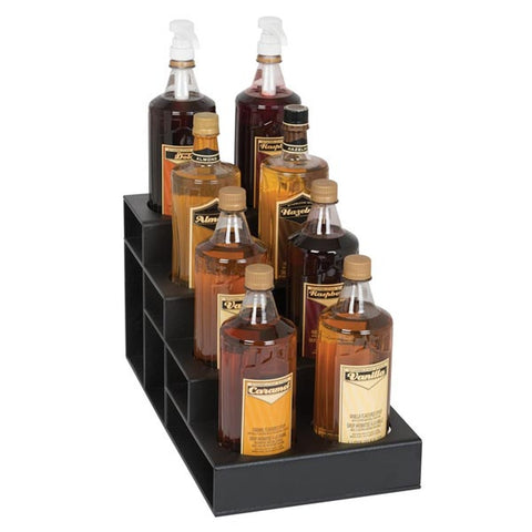 Dispense-Rite CTBH-8BT 8-Section 4-Tier Countertop Bottle Organizer, Black Polystyrene