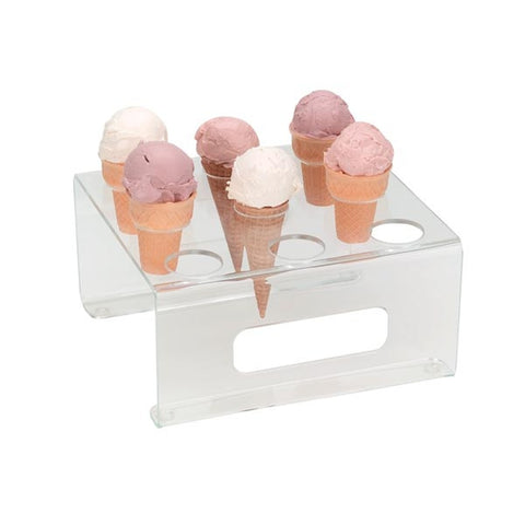 Dispense-Rite CTCS-9C 9-Hole Clear Acrylic Countertop Ice Cream Cone Holder
