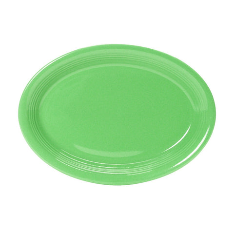 Tuxton China CTH-1352 Concentrix Ceramic Cilantro Oval Platter 13-1/2" x 9-3/4"