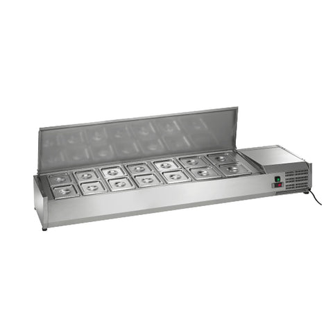 Enhanced Refrigeration CTSP-78-15G-HC 78" Countertop Refrigerated Sandwich and Toppings Station with Glass Cover