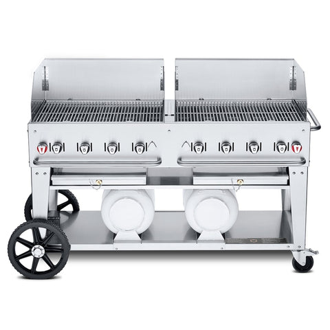 Crown Verity CV-CCB-60WGP Mobile LP Gas Outdoor Grill with Wind Guards and (2) 30 lb Horizontal Propane Tanks