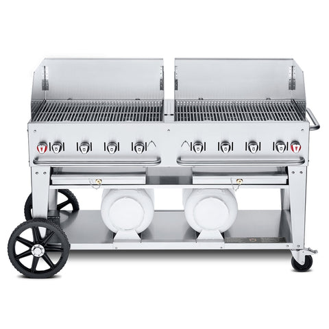 Crown Verity CV-CCB-60WGP Mobile LP Gas Outdoor Grill with Wind Guards and (2) 30 lb Horizontal Propane Tanks