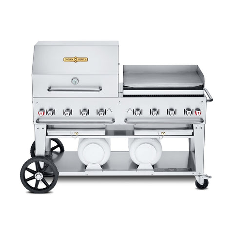 Crown Verity CV-CCB-60 60 Inch Mobile LP Gas Club Series Outdoor Grill with Horizontal Tank Mounts