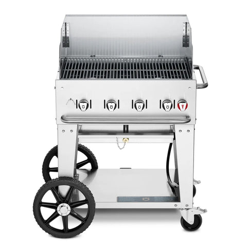 Crown Verity CV-MCB-30WGP-NG 30 in Mobile Natural Gas Outdoor Grill with Wind Guards, 64,500 BTU