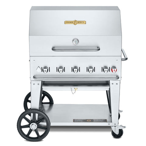 Crown Verity CV-MCB-36RDP-NG 36-in Mobile Outdoor Charbroiler with Roll Dome (Natural Gas)