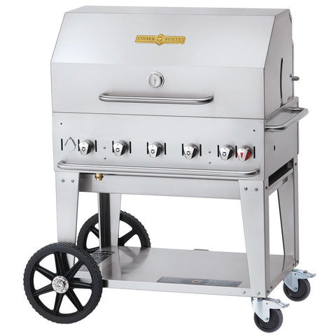 Crown Verity CV-MCB-36RDP 36 in Mobile Liquid Propane Outdoor Grill with Roll Dome Package