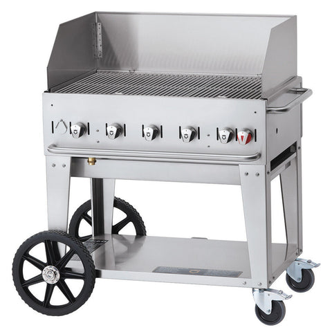 Crown Verity CV-MCB-36WGP-NG 36 in Mobile Outdoor Natural Gas Grill with Wind Guard Package