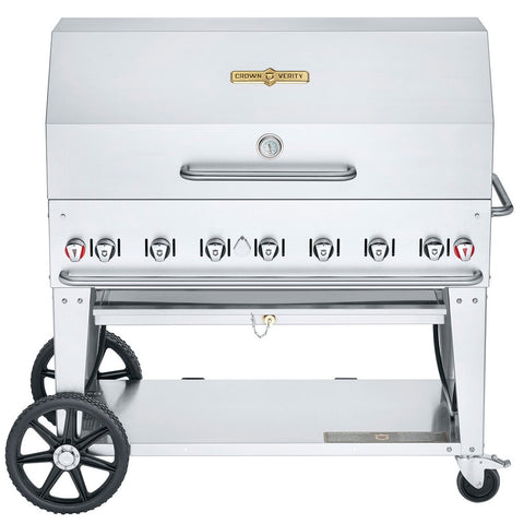 Crown Verity CV-MCB-48-SI 50/100-RDP 48 in Mobile Liquid Propane Grill with Roll Dome Package (50-100 lb Tank)