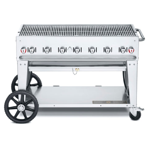 Crown Verity CV-MCB-48-SI 50/100 Mobile Outdoor Propane Charbroiler Grill (50/100 lb Tank)