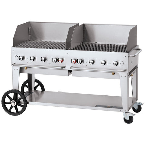 Crown Verity CV-MCB-60-SI-BULK-WGP 60 in Mobile Outdoor Grill with Wind Guard Package (LP, Bulk Tank)