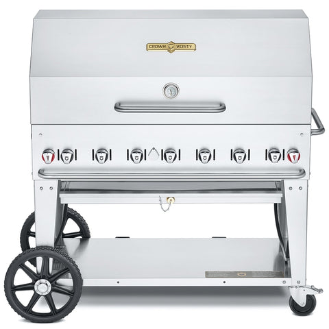 Crown Verity CV-MCB-60-SI50/100-1RDP Mobile Outdoor Charbroiler Grill w/ Single Roll Dome (LP)