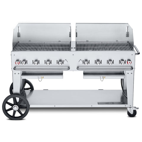Crown Verity CV-MCB-60-SI50/100-WGP Mobile Outdoor Charbroiler Grill, LP, Wind Guards