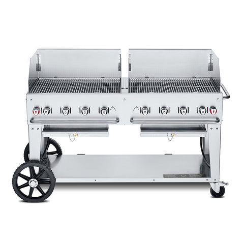 Crown Verity CV-MCB-60WGP-NG Mobile Outdoor Charbroiler Grill with Water Pan, Natural Gas