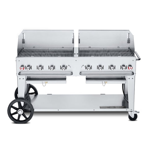 Crown Verity CV-MCB-60WGP-NG Mobile Outdoor Charbroiler Grill with Water Pan, Natural Gas
