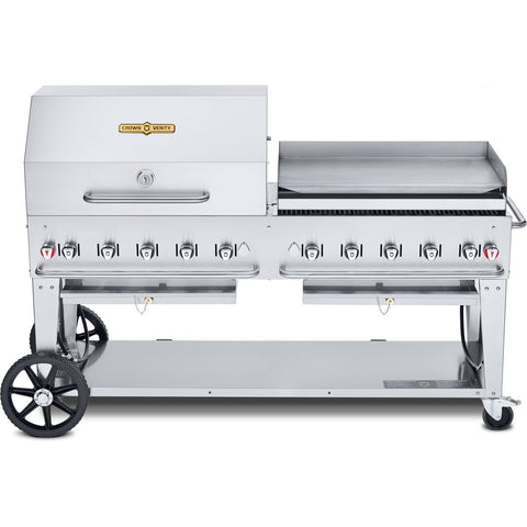 Crown Verity CV-MCB-72RGP 72" Mobile Outdoor Gas Grill Roll Dome & Griddle Package