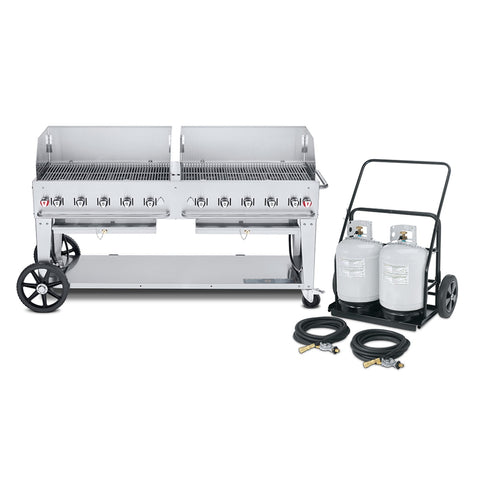 Crown Verity CV-MCC-72WGP 70 in Mobile Propane Outdoor Charbroiler Grill with Water Pan