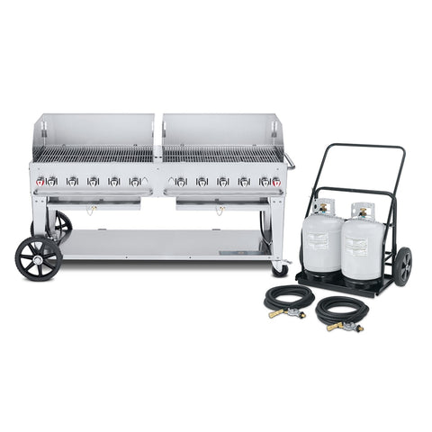 Crown Verity CV-MCC-72WGP 70 in Mobile Propane Outdoor Charbroiler Grill with Water Pan