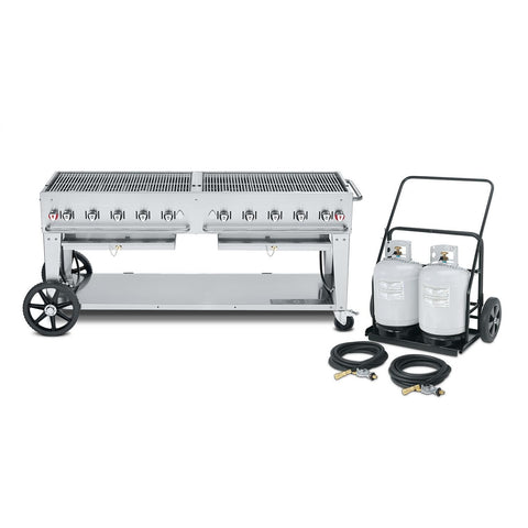 Crown Verity CV-MCC-72 72" Mobile Propane Grill & Tank Cart, 10 Burners, 159,000 BTU