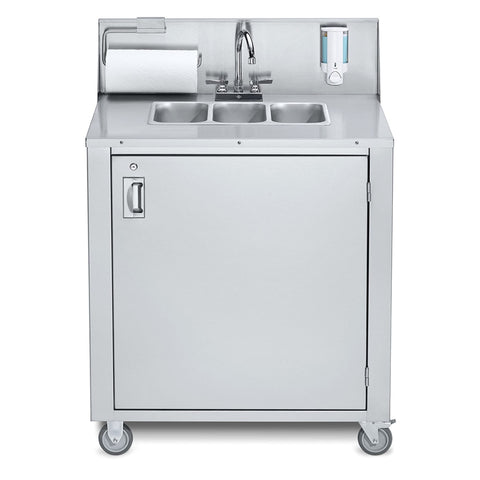 Crown Verity CV-PHS-3 Portable 3-Compartment Hand Sink with Hot Water