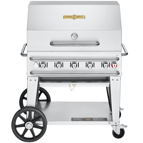 Crown Verity CV-RCB-36RDP Liquid Propane Mobile Outdoor Grill with Roll Dome & Bun Rack, 79,500 BTU