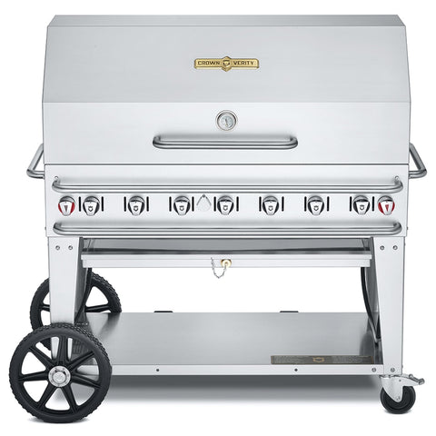 Crown Verity CV-RCB-48RDP-SI-BULK Pro Series Mobile Outdoor Gas Grill with Roll Dome (LP, Bulk Tank)