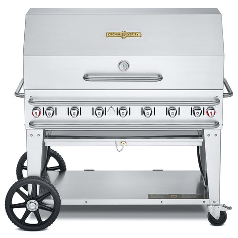 Crown Verity CV-RCB-48RDP-SI-BULK Pro Series Mobile Outdoor Gas Grill with Roll Dome (LP, Bulk Tank)
