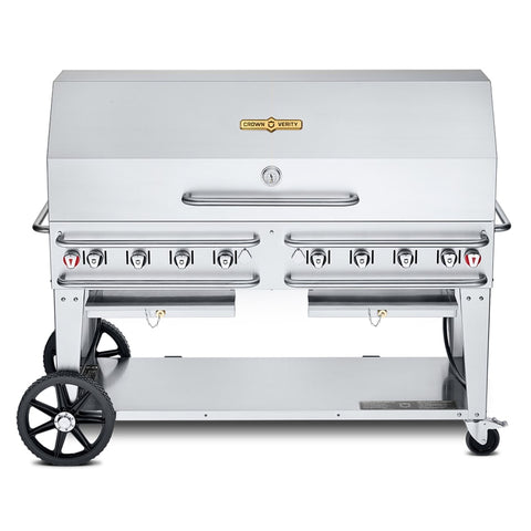 Crown Verity CV-RCB-60-1RDP-SI-BULK Pro Series Mobile LP Gas Outdoor Grill with Roll Dome