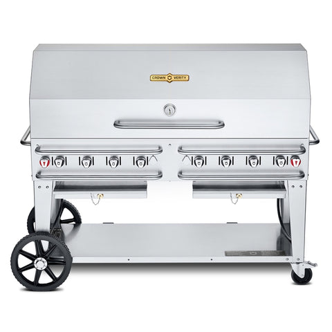 Crown Verity CV-RCB-60-1RDP-SI-BULK Pro Series Mobile LP Gas Outdoor Grill with Roll Dome