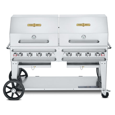 Crown Verity CV-RCB-60RDP 60-Inch Rental Propane Mobile Grill with Double Roll Domes